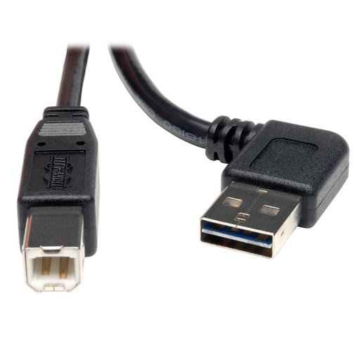 Tripp Lite UR022-003-RA, 0,91 m, USB A, USB B, USB 2.0, Mâle/Mâle, Noir