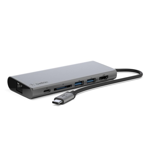 Belkin 2xUSB-A, USB-C, HDMI, RJ-45, 3840x2160px, Grey (F4U092BTSGY)