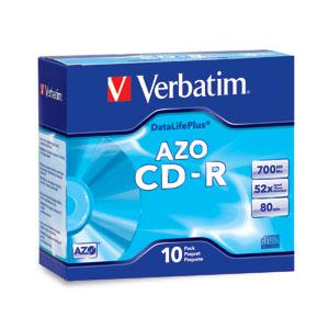 Verbatim CD-R 80MIN 700MB 52X DataLifePlus Branded 10pk Slim Cases (94760)