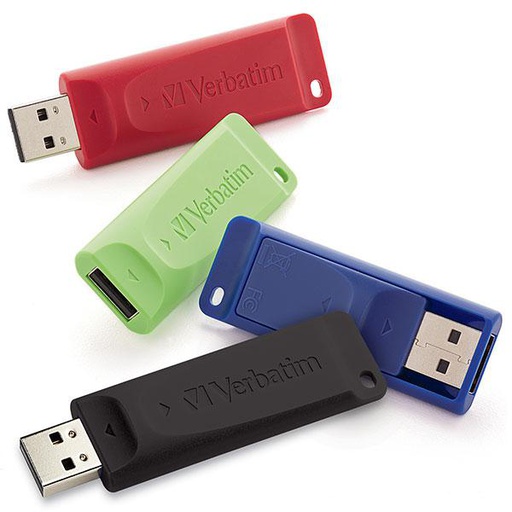 Verbatim Clé USB 2.0 16 Go, lot de 4 : bleu, vert, rouge, noir. (99123)
