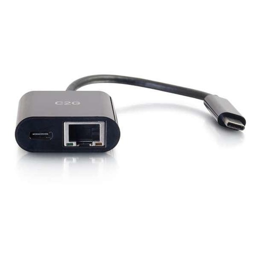C2G USB-C to Ethernet Adapter with Power Delivery - Black (29749)
