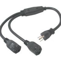 C2G 14in 1-to-2 18 AWG Power Cord Splitter (2 NEMA 5-15R -> 1 NEMA 5-15P)