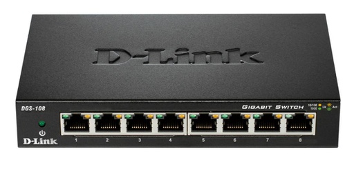 D-Link 8 Port Gigabit Switch, Black (DGS-108)