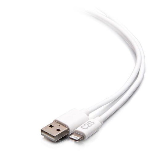 C2G 10ft (3m) USB-A Male to Lightning Male Sync and Charging Cable - White