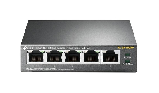TP-Link 5x RJ-45 10/100Mbps, PoE, 1 Gbps, 99.8x98x25mm (TL-SF1005P)