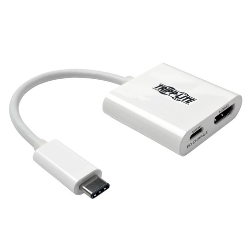 Tripp Lite USB-C to HDMI Adapter with PD Charging, HDCP, White (U444-06N-H4-C)