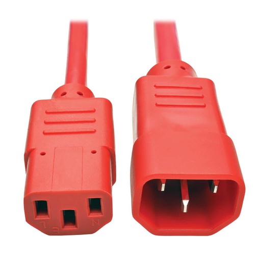Tripp Lite PDU Power Cord, C13 to C14 - 10A, 250V, 18 AWG, 3 ft. (0.91 m), Red