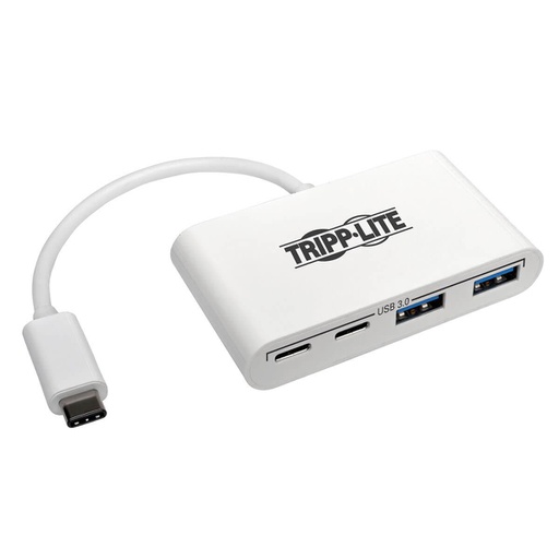 Tripp Lite 4-Port USB-C Hub, USB C to 2x USB-A, 2x USB-C, USB 3.0, White