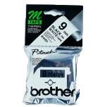 Brother 9mm black on white plastic tape, non-laminated, 8m (MK221)